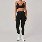 Pad Yoga Sets Women Adjustable Back Cross Sports Bras High Waist Leggings Gym Clothing Outdoor Running Fitness Suit