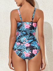Flowers Tropical and Black Designs Women One Piece Cross Floral Printed Swimwear