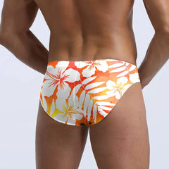 Fashionable Print Low Waist Triangle Men's Swimsuit Anti-Embarrassment Swimming Shorts Comfortable Breathable Beachwear