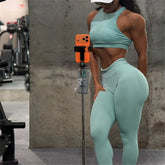 Nologo D-Dynamic Racer Bra Orchid Dusk Yoga Set Sage Seamless Back Legging Ribbed Underband Fitness Shorts Gym Active Wear