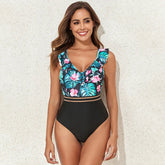 Floral Printed Design Women One Piece Swimwear Female Padded Bra
