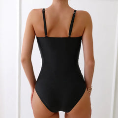 Black One Piece Swimsuits Closed Belly Covering Women Swimwear Push Up Swim Wear Body Bathing Suits Beachwear Pool Bather