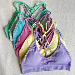 2PCS Pad Women Sport Sets Push Up Yoga Pants Hollow Back Gym Fitness Bra Workout Running Leggings, Seamless Sets