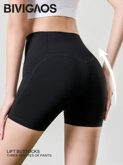 Summer Mini Yoga Shorts Women Back Waist Pocket Thin Feeling High Waist Peach Hip Sport Fitness Cycling Shorts