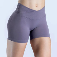 Vision Shorts 4.5" Gym Clothes Women Seamless Leggings Waist Cross Fitness Scrunch Booty Tights Running Cycling Shorts XP126