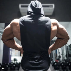 With Hat Gym T-shirt Man Sleeveless Sweatshirt Gym Clothing Men Bodybuilding Clothes Men's Singlet Fitness Vest Singlets Tops