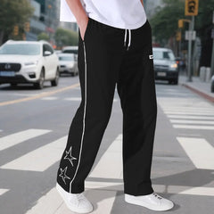 European American High Street Embroidered Pants for Men's Sports and Casual Trousers