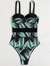 Push Up One Piece Swimsuit Swimwear Women Tropical Printed Bathing Suit Female Swimming Summer Beachwear Summer