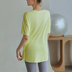 Women's Fitness Sports T-shirt Tops Running Loose Split Short Sleeve Quick Drying Shirts Leisure Clothing Blouse Yoga Top