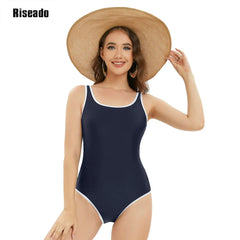 Women's Retro Scoop Neck Swimsuit One Piece Sport Swimming U Back Beach Wear Slimming Monokini Indoor-Pool