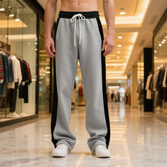 Loose Contrast Color Spliced Sports Straight-Piece Pants Spring and Autumn Men's Casual Pants Heavy Length