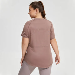 Plus Size Sportswear Woman Gym Yoga Clothes Women T-Shirt Short Sleeve Fitness Top Breathable Slim Butt Cover Running Shirt