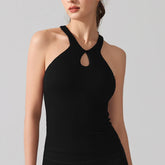 VITALINOVO Women's Tank Top High Neck Ribbed Raceback Going Out Basic Tops with Built-in Bra Summer Sleeveless Yoga Slim Fitted