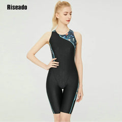 One Piece Swimwear Splice Leg suit Junior Knee skin Women' Competition Swimsuit, bathing Suit with Chlorine Resistant Fabric