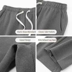 Men's Loose Straight Pants Diagonal Stripes Elastic Waist All-match Ankle Length Pants Spring Autumn Casual Outdoor Sweatpants