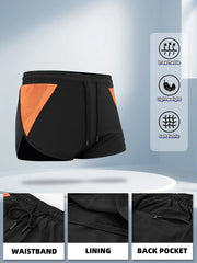Men's Running Shorts with Zipper Pockets, Black Athletic Shorts for Men Gym Shorts with Liner
