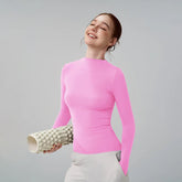 5 Colors Half-High Collar Slim Fit Yoga Top Women's Pilates Pullover Sports Long Sleeve High Elastic Fitness T Shirt
