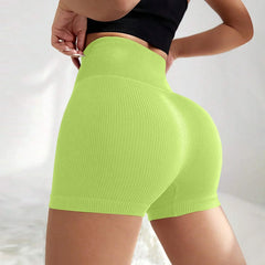 Women's High Waist Ribbed Seamless Yoga Shorts Squat Proof Hip Lifting Fitness Workout Running Sports Gym Leggings Sale