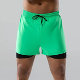 Adult Loose-Fit Flat Angle Swimming Pants for Men Quick Dry Beach Pants Anti-Awkward Double Layer Design