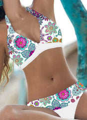 Women's High-quality Bikini Swimsuit with Willow Branch Flower Print Strap and Beach Vest Style Swimsuit S-5XL