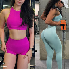 Nologo D-Dynamic Racer Bra Orchid Dusk Yoga Set Sage Seamless Back Legging Ribbed Underband Fitness Shorts Gym Active Wear
