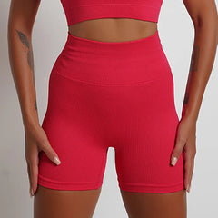 High Waist Tummy Control Gym Shorts Yoga Short Ribbed Scrunch Butt Lifting Workout Shorts Running Jogging Short Women