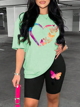 The Love Strung Together By Butterflies Printing Women T Shirts Two Piece Set Fashion Short Sets Comfortable Basic Shirt Shorts