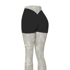 Nylon Back V Butt Yoga Shorts Women High Waist Fitness Workout Gym Running Scrunch Trousers Jogging Athletic Wear