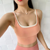 PofyBofy Womens Scoop Neck Longline Sports Bra - U Back Adjustable Straps Workout Crop Tank Top 2 in 1 Longline Workout Yoga Bra