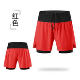 Double-deck Outdoor Marathon Basketball Running Men's Gym Fitness Run Shorts Quick Drying Pocket Training Jogging Workout Shorts