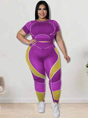 Women Tracksuit 2 Piece Set Plus Size Pants Suit Casual Slimming Leggings Summer Sets Women's Outfits
