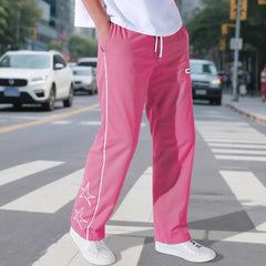 European American High Street Embroidered Pants for Men's Sports and Casual Trousers