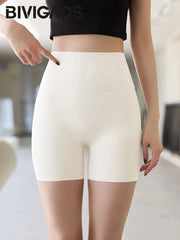 Summer Seamless Elastic Thin Sharkskin Shorts Women High Waist Tight Mini Shorts Sport Fitness Biker Safety Shorts