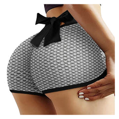 Bowknot Back Yoga Shorts Booty Shorts Scrunch Butt Lifting Leggings Workout High Waisted Textured Bottom Lift