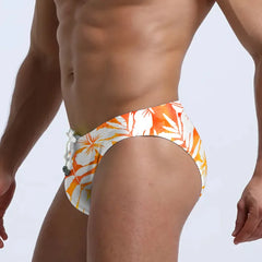 Fashionable Print Low Waist Triangle Men's Swimsuit Anti-Embarrassment Swimming Shorts Comfortable Breathable Beachwear