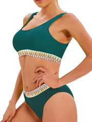 Contrast Color Bikini Set Women Backless Split Swimsuit Holiday Bathing Suit Summer Two-pieces Beachwear Bikini