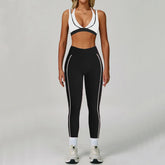 Pad 2PCS Yoga Set Sports Bras V-Neck Halter Pocket Fitness Workout Running Leggings Gym Woman Active Wear Clothing