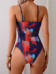 Blue Tie Dye Gradient One Piece Swimsuit Women Adjustable Strap Tummy Control Swimwear 2025 Beach Holiday Bathing Suits