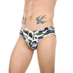 Men's Swimming Briefs Pouch Cup Swimwear Camouflage Swimsuit Push Up Pad Shorts Beach Surf Wear