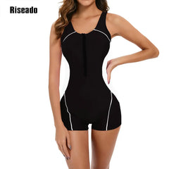 Sports Swimwear One Piece Swimsuit Sleeveless Surfing Bathing Suit Full Coverage with Boyleg shorts Pool & Training