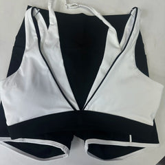 Pad 2PCS Yoga Set Sports Bras V-Neck Halter Pocket Fitness Workout Running Leggings Gym Woman Active Wear Clothing