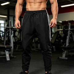 Men's Side Stripe Color Block Track Pants with Elastic Drawstring Solid Color Casual Athletic Joggers for Gym & Daily Gym