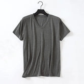 Men's Modal T-Shirt V-Neck Large Size Men T-Shirt Short Sleeve Loose Man T shirt Solid Color For Male Tops Tees