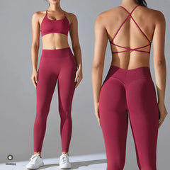 2PCS Women Scrunch Tracksuit Fitness Seamless Yoga Set Sportswear Workout Sport Bra High Waist Legging Gym Pant Activewear