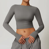 Sports Workout Crop T Shirt Long Sleeve Gym Top Fitness Running Breathable Gym Clothing Sportswear Women Quick Dry Yoga Tops