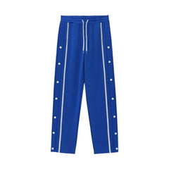 Casual Streetwear Men's Trendy Side Breasted Design Baggy Pants Spring Autumn Men's Straight Leg Drawstring Sweatpants