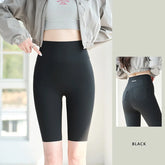 Summer Back Pocket Sharkskin Cycling Shorts Women Cool Knee Length Short Leggings Casual Elastic Sport Biker Shorts