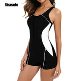 Sports Swimwear One Piece Swimsuit Sleeveless Surfing Bathing Suit Full Coverage with Boyleg shorts Pool & Training