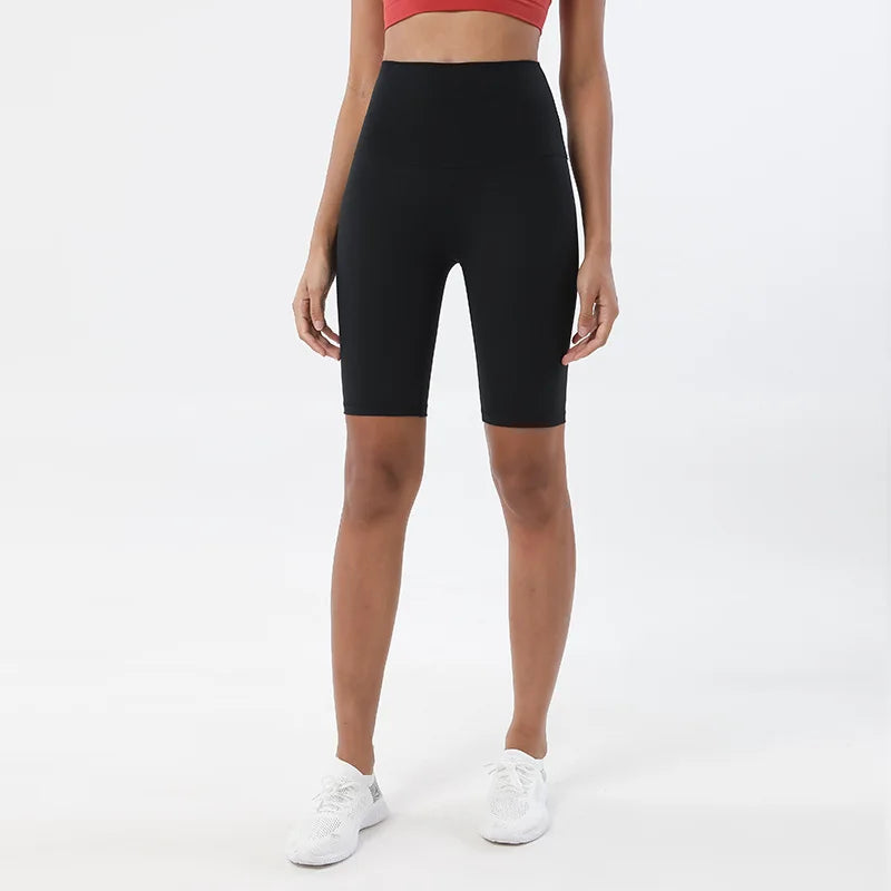 Nylon Women's Shorts Gym Yoga Cycling Shorts High Waist Elastic Breathable No T Line Fitness Womens Clothing 24 Colors