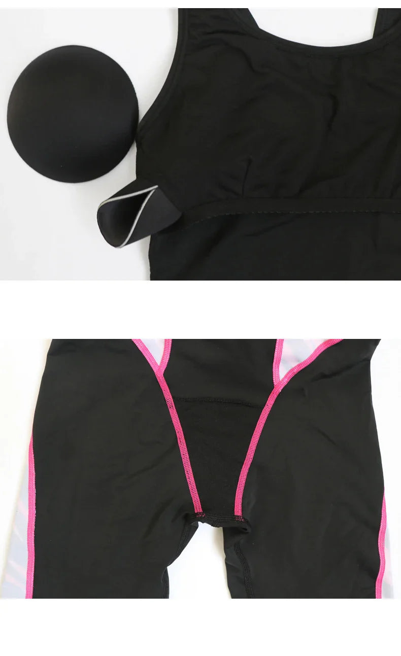 Quick Dry Swimwear Professional Knee Length Round Neck Swimsuit Women One Piece Sport Bathing Suit Rashguard Surf